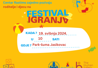 FESTIVAL IGRANJA U GOSPIĆU za roditelje i djecu predškolske i rane školske dobi 19. svibnja, Park Jasikovac, od 10 – 14 sati