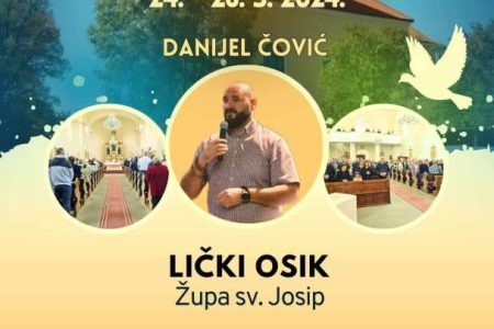 U Župi svetoga Josipa u Ličkom Osiku od danas do nedjelje traje duhovna obnova uz Danijela Čovića