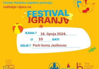 FESTIVAL IGRANJA U GOSPIĆU za roditelje i djecu predškolske i rane školske dobi 16. lipnja, Park Jasikovac, od 10 – 14 sati