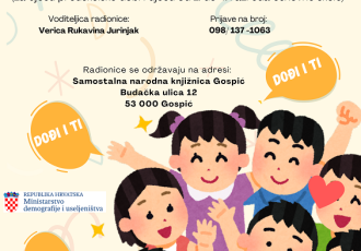 Samostalna narodna knjižnica Gospić i Grad Gospić pozivaju vas da se prijavite na pričaonicu – „Svijet bajki“ i „Glumačku radionicu“.