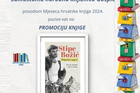 Samostalna narodna knjižnica Gospić predstavlja knjigu “Penjačevi zapisi” legendarnog Stipe Božića