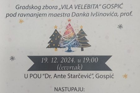 Vrijeme je za tradicionalni božićni koncert Gradskog zbora Vila Velebita