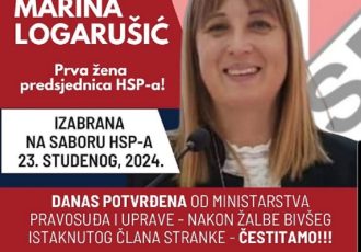 Marina Logarušić i službeno potvrđena kao nova predsjednica HSP-a